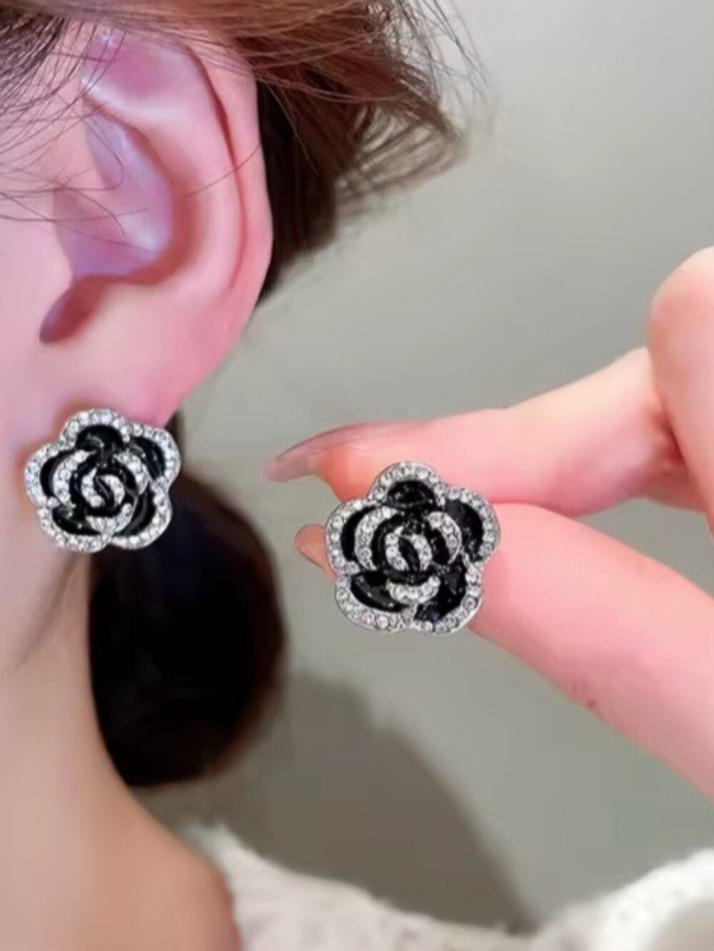 Camellian Flower Stud Earrings